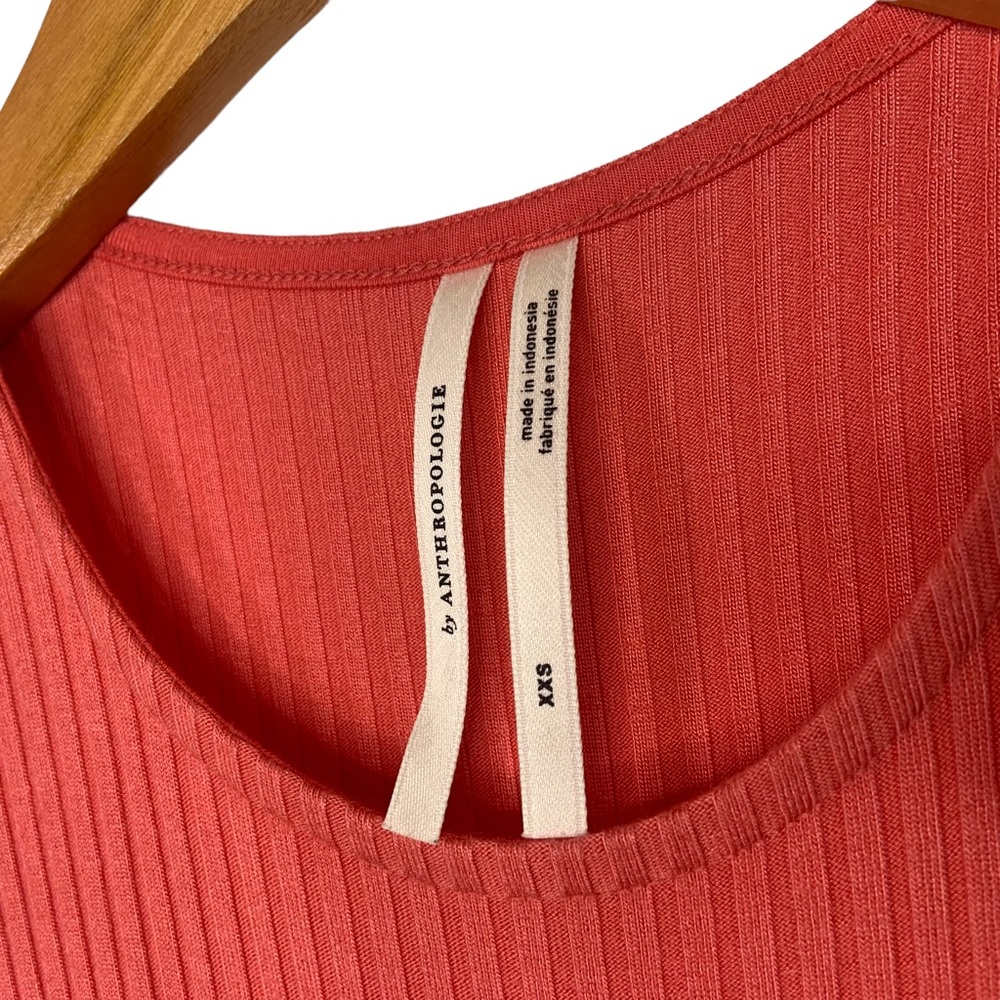 Anthropologie Ribbed Kingsolver Midi Tank Dress XXS Raspberry Shark bite Hem - Picture 9 of 9